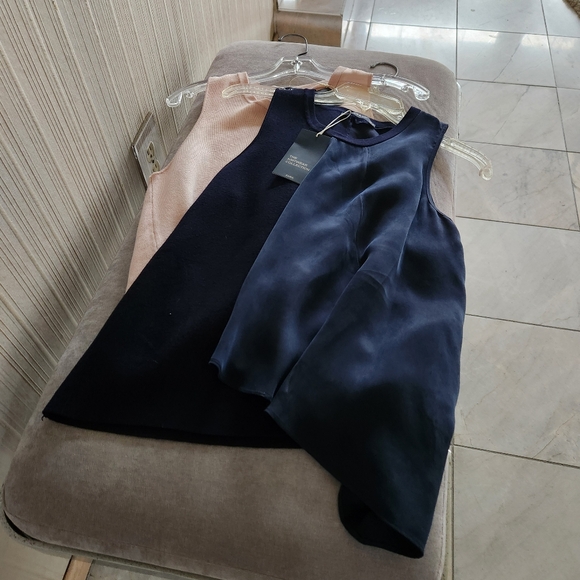 ZARA Flowing Knitwear 2 Tops Navy & Pink NWT - Picture 3 of 6